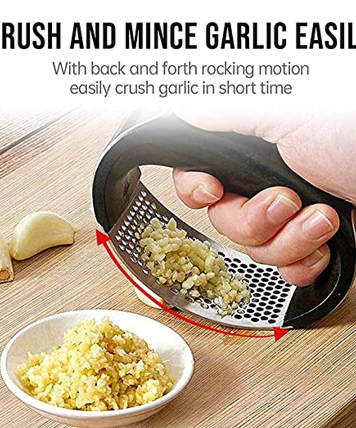 Stainless steel garlic crusher