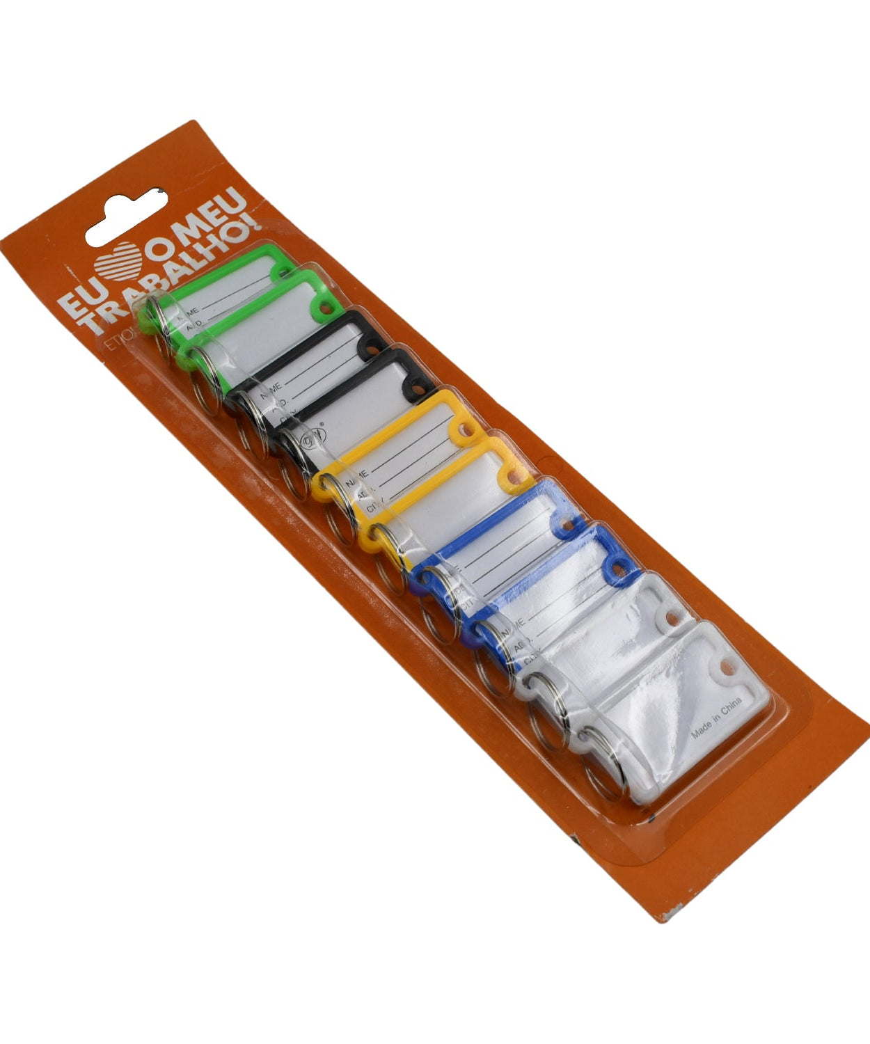 Numbered key tags with plastic rings, 10 pcs set, includes keychain for backpack.