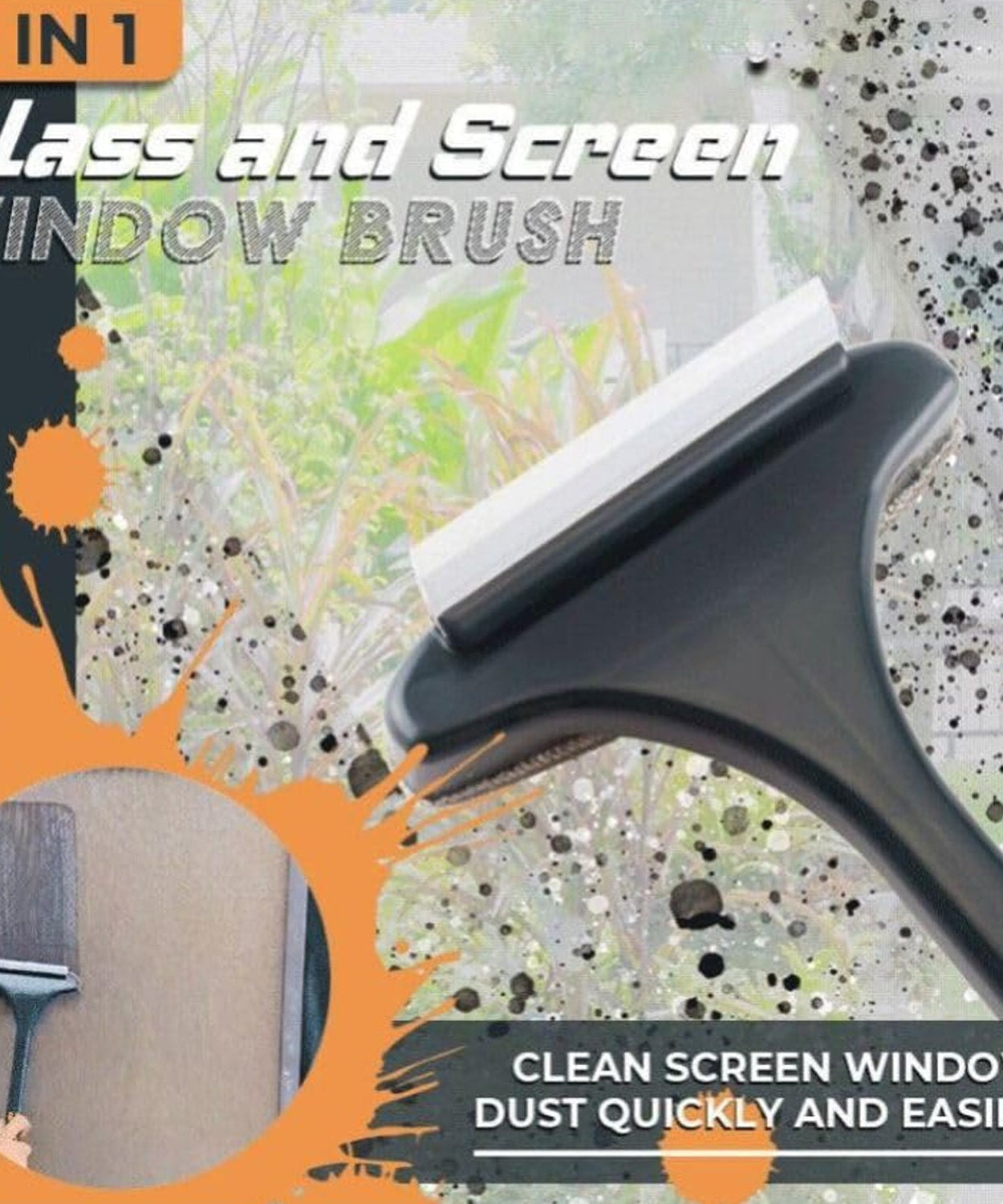 2-in-1 Mesh Cleaning Brush & Wiper with Extended Handle – Window Cleaner (1 Pc)