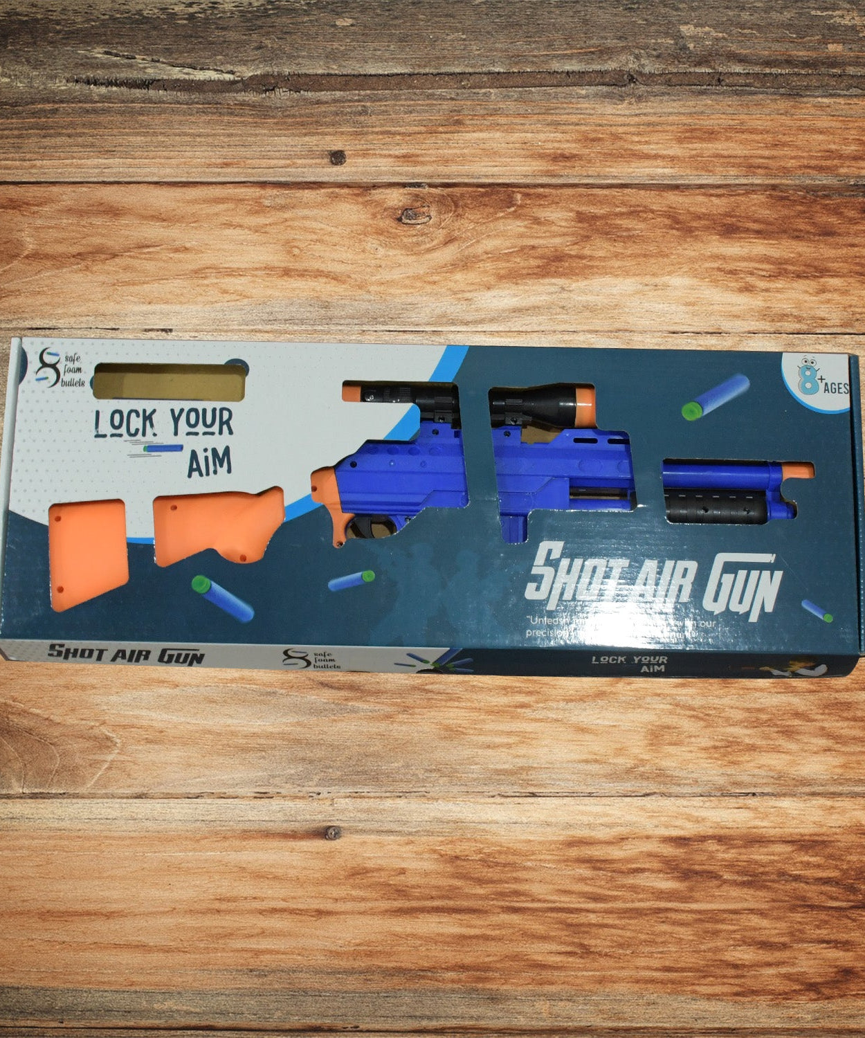 Colorful toy gun with arrows for kids' play