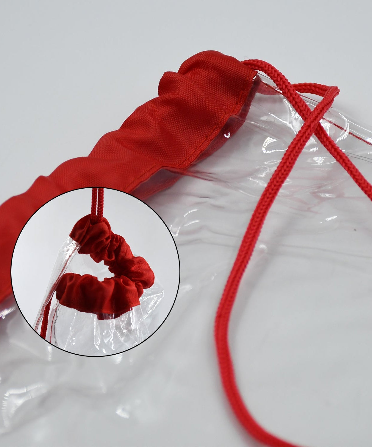 Transparent waterproof bag with string handle, for gym, beach, and travel.