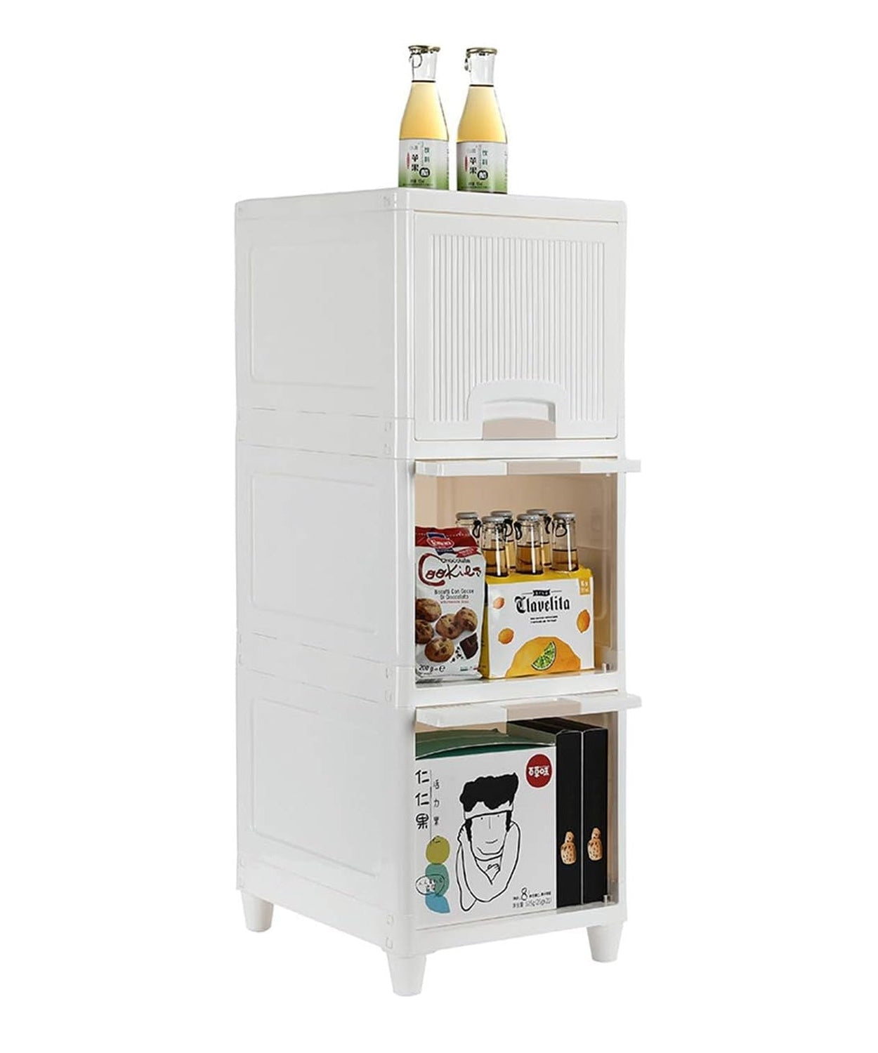 Multipurpose Storage Cabinet, Storage Solutions plastic drawers || Multi Layer Wardrobe Storage Drawers || Foldable Multipurpose Drawer Units For Kitchen, Bathroom, Bedroom, Cloth (3 Layer)