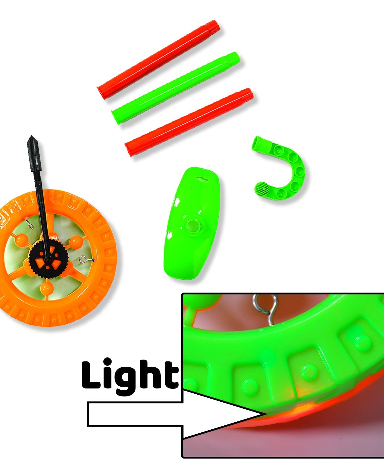 Single wheel push toy for kids with light feature
