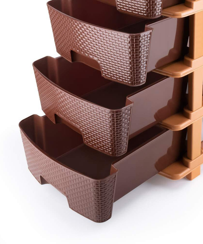 Brown plastic drawer system