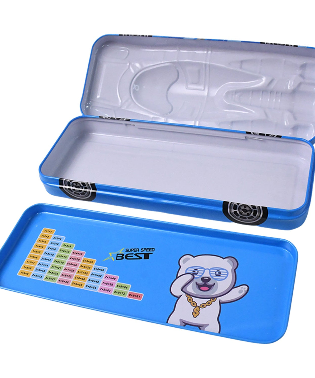 Car Shape Metal Compass Box, Pencil Case for Kids Stationery Compass Box