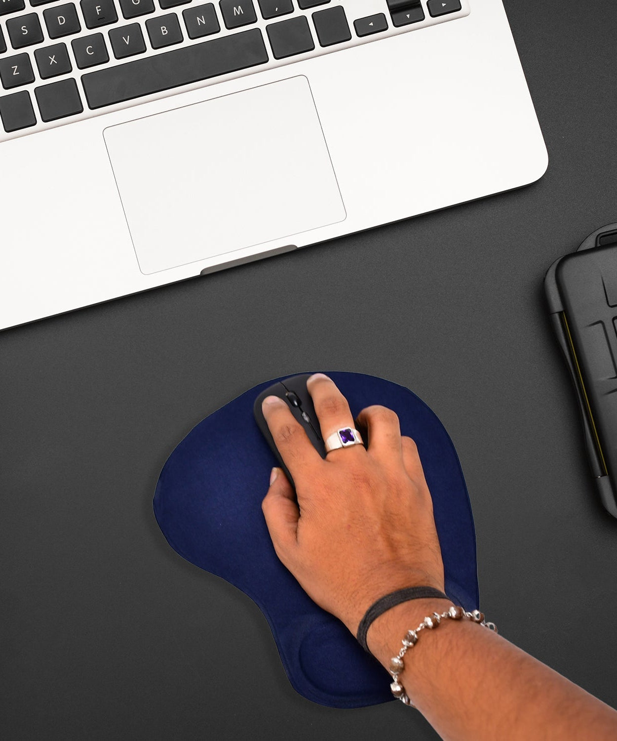 Comfortable mouse pad with wrist rest, close-up