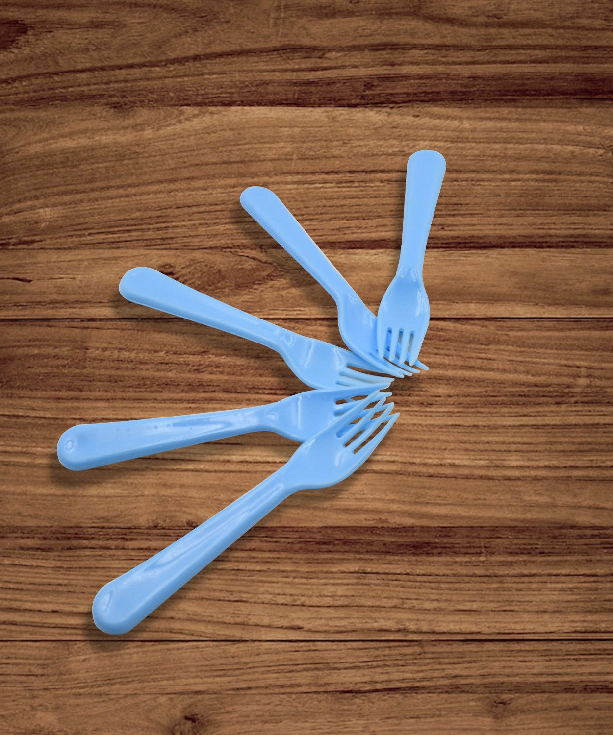 Durable plastic serving forks, 5-piece set, reusable and heavy-duty.