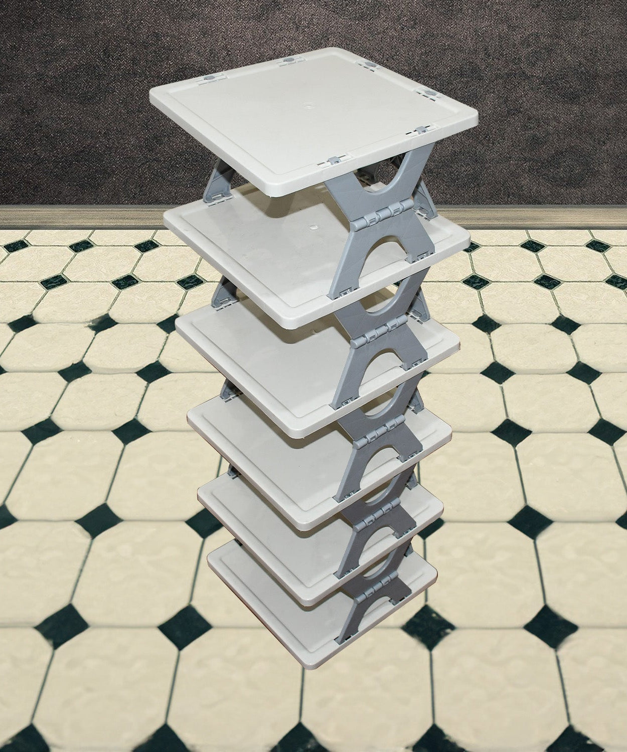 Foldable Shoe Rack (1 Pc, 6 Layers): Space-Saving, Entryway Storage