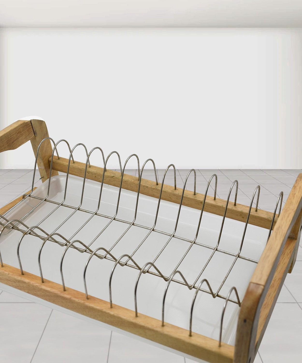 Stainless steel dish rack with tray for kitchen