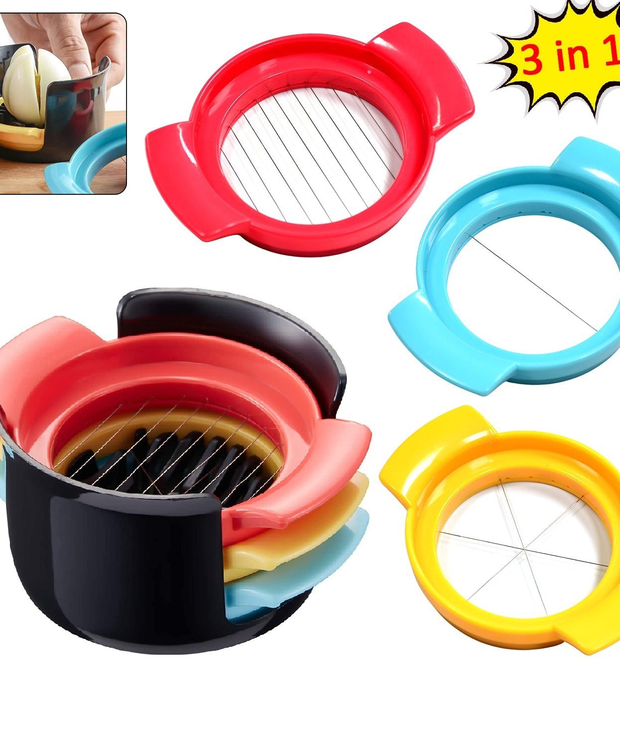 Multifunctional 3-in-1 Egg Cutter - Stainless Steel Slicing Tool with Durable Wires