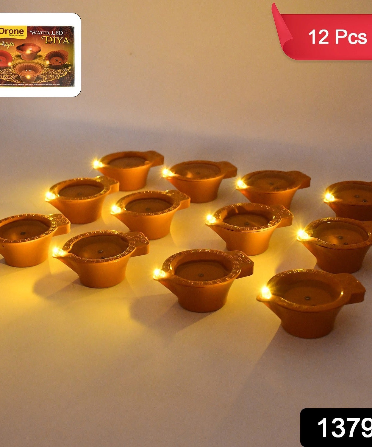 Flower Water Sensor Diyas for Diwali Decoration, Diwali (12 Pcs Set)