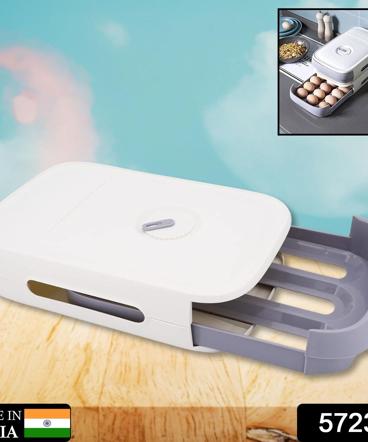 Egg Storage Box Plastic Egg Drawer Fridge Egg Organizer Egg Keeper Refrigerator Egg Drawer Plastic Egg Carton Covered Egg Holder Pantry Egg Bin Household Egg Tray (1 Pc)