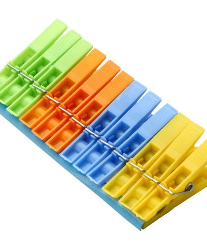 Colorful multipurpose cloth clips for secure cloth drying (12 pcs).
