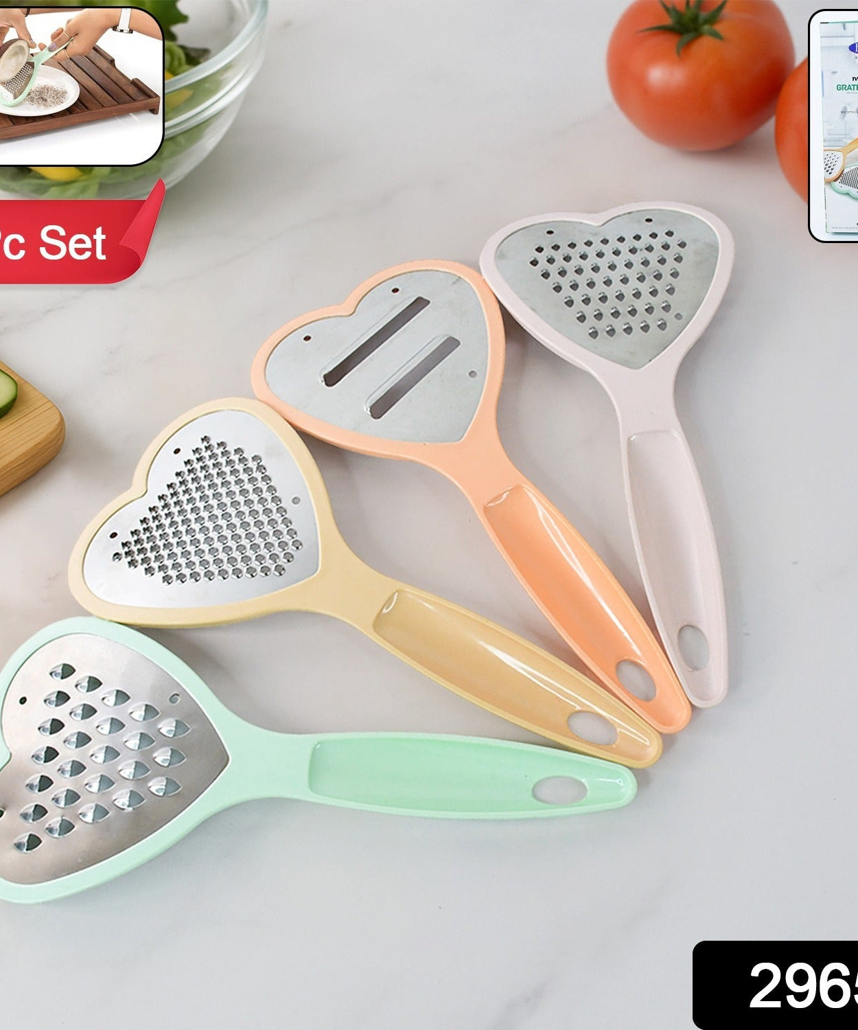 Heart Grater Set and Heart Grater Slicer Used Widely for Grating and Slicing of Fruits, Vegetables, Cheese Etc. Including All Kitchen Purposes.