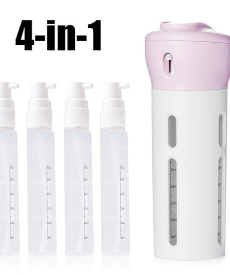 Travel cosmetic container set with 4 bottles