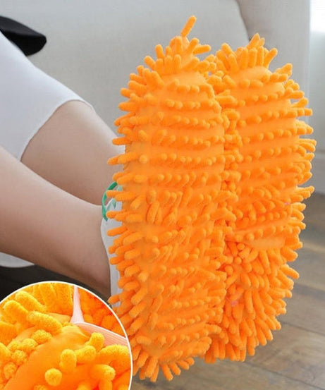 Washable dust mop slippers for easy and effective floor cleaning.