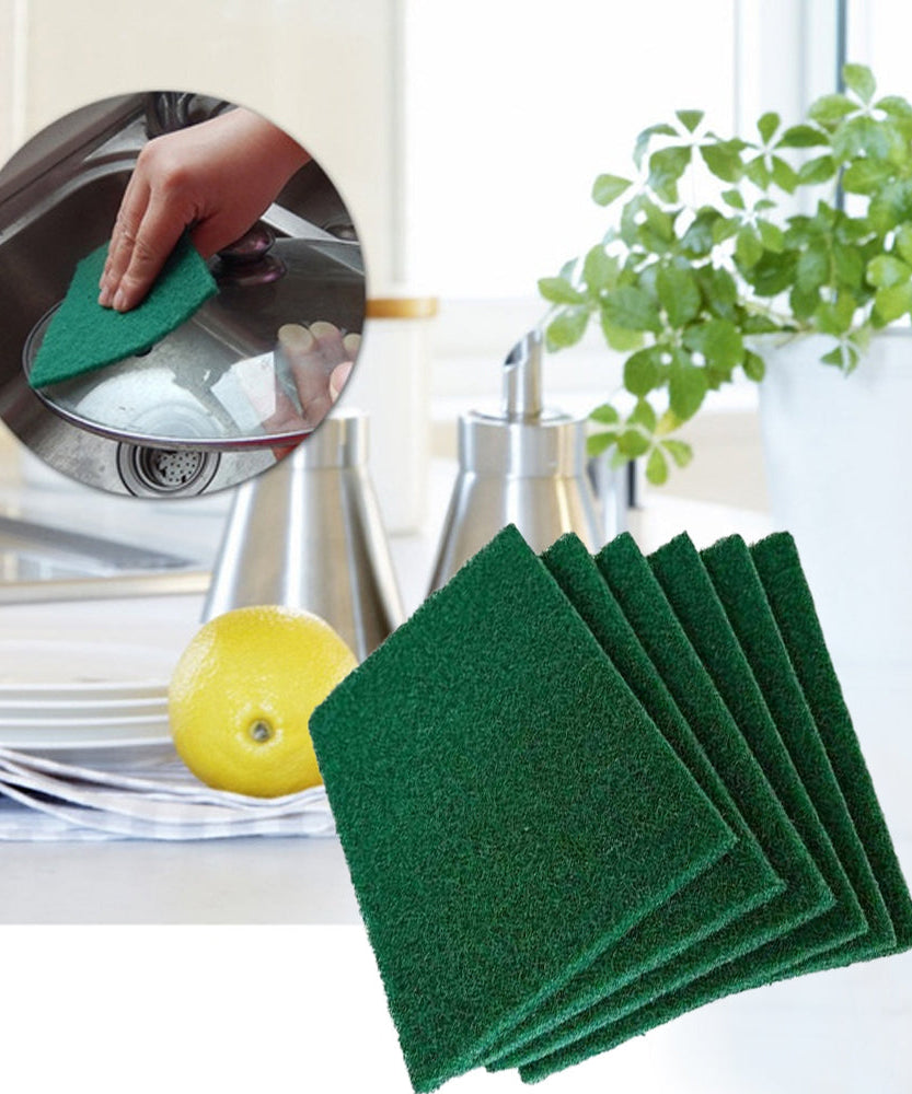 Durable scrub sponges, pack of 6 for effective cleaning.