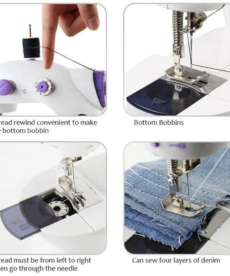 Compact hand-held sewing machine for stitching