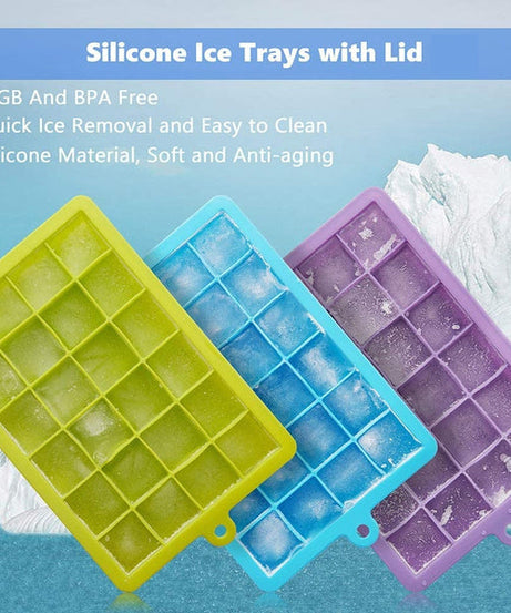 Silicone Ice Cube Trays 24 Cavity Per Ice Tray [Multicolour]