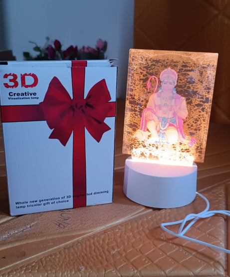 Beautiful 3D Lord Hanuman Frame with soft white light (1 Pc)