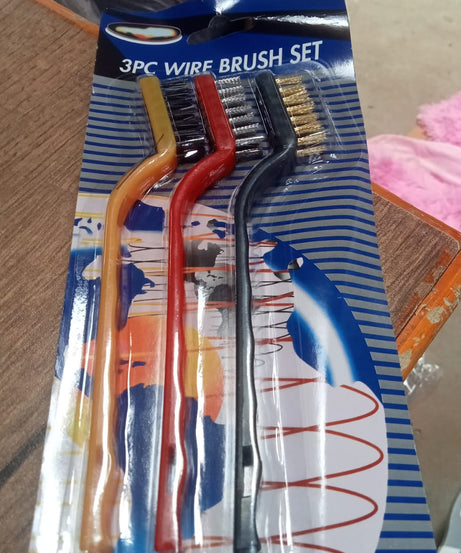 Wire brush set with nylon, brass, and stainless steel