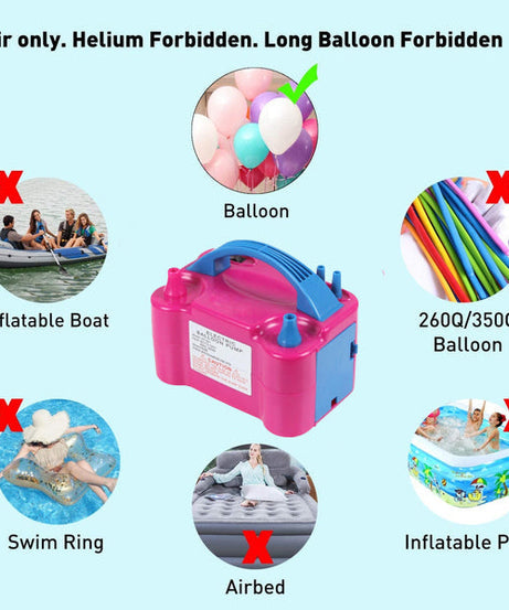 Portable electric balloon blower pump