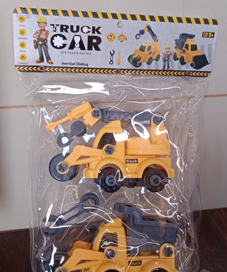 Engineering Vehicles Nut Assembly Toy – DIY Vehicle Model Set for Kids, Simulation Car Construction Toy (2 Pc Set)