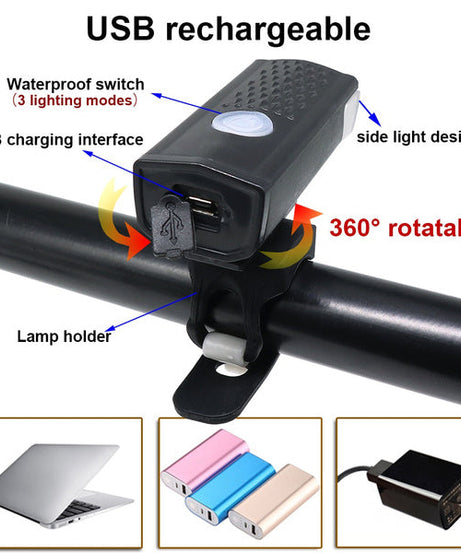 Rechargeable front bike lights