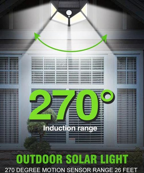 Solar-powered LED security lamp for garden and outdoor use