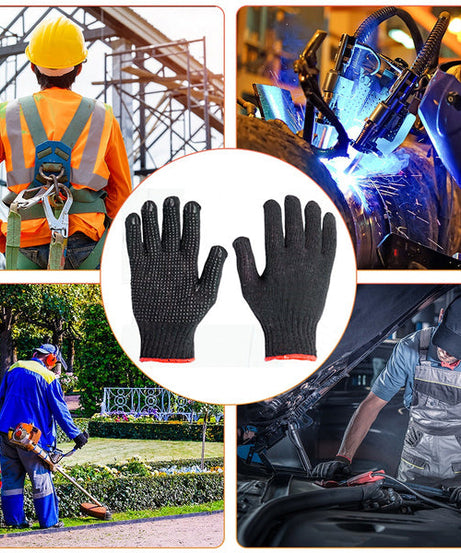 Comfortable work gloves made from cotton and polyester.