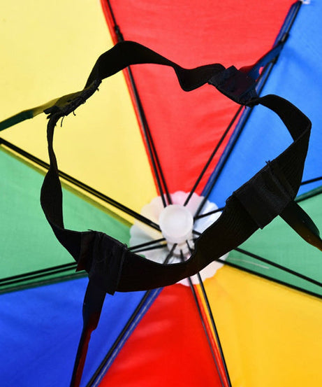 Umbrella hat for hands-free sun and rain coverage.