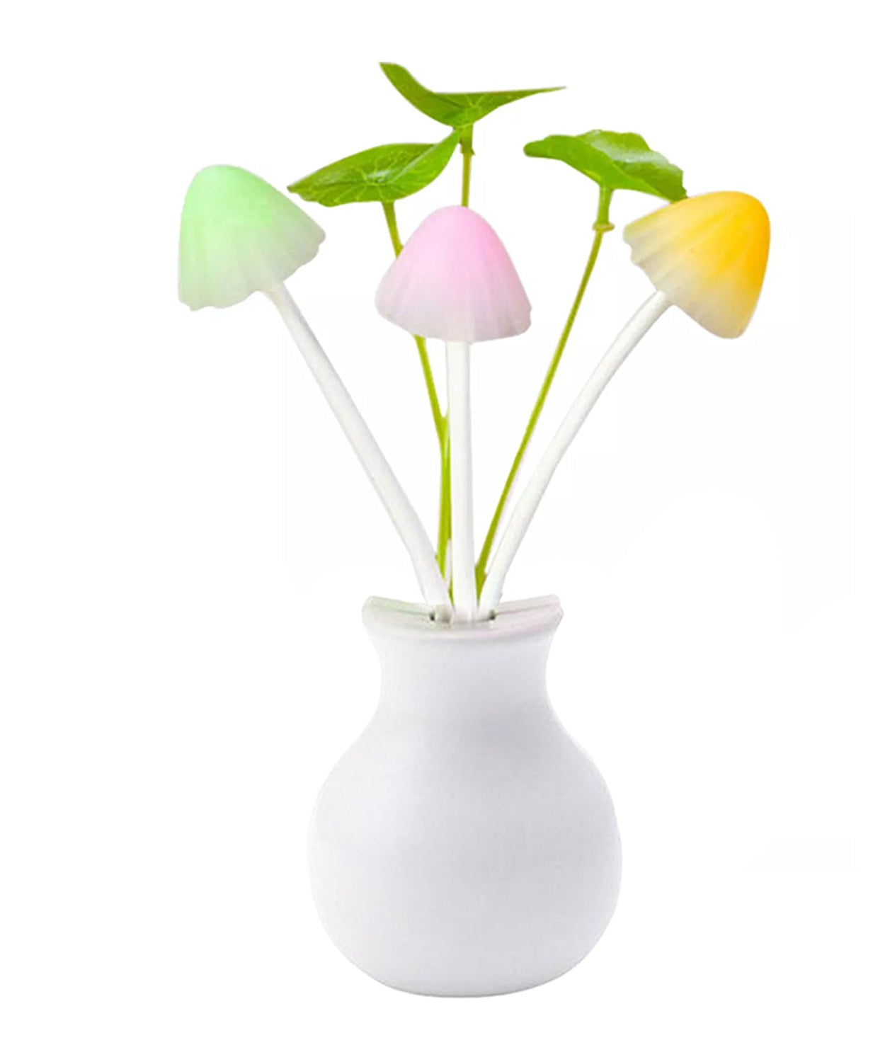Mushroom-shaped night light with LED and sensor.