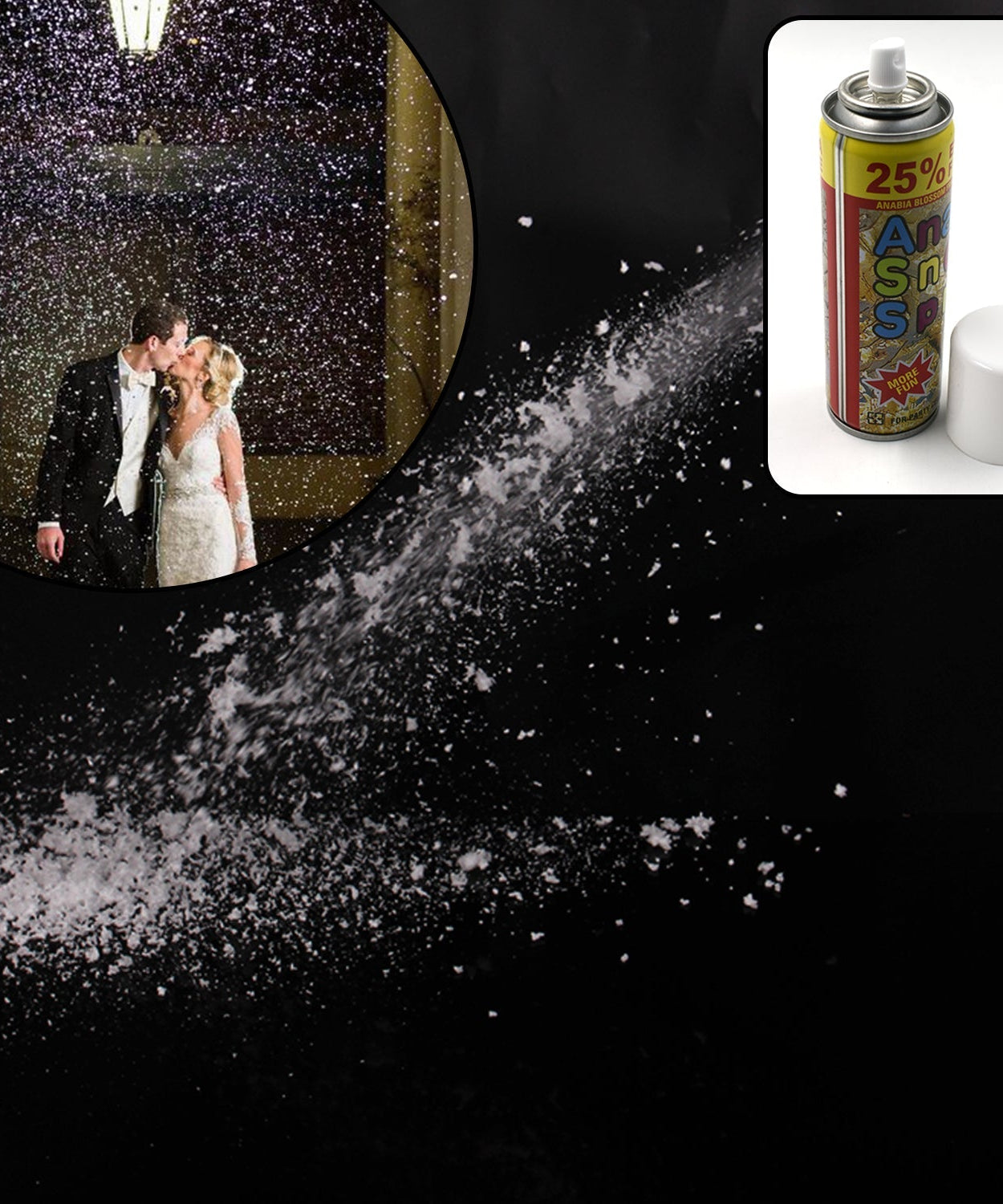 Snow spray can for fun at official and social events.