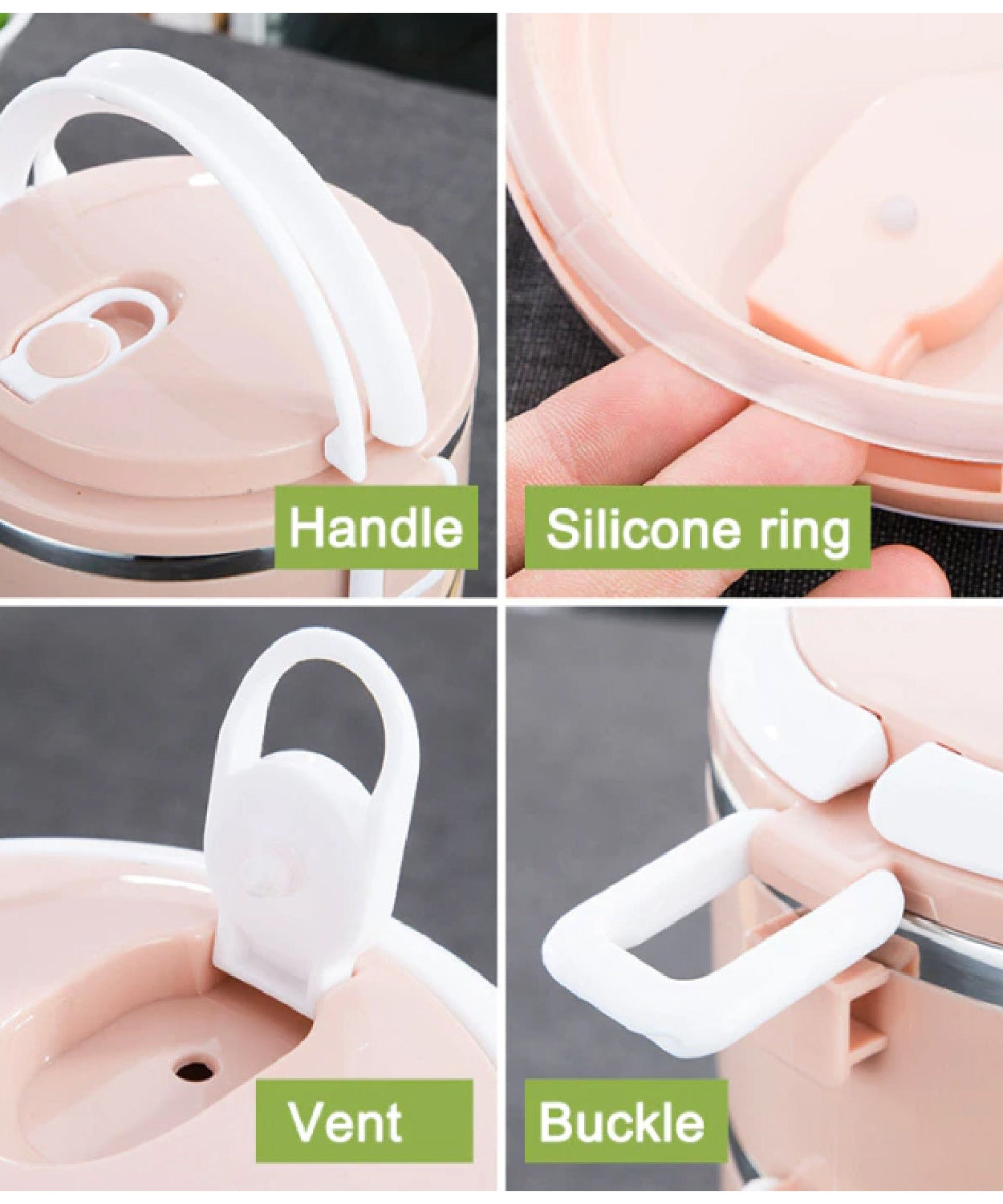 Hot lunch box with three stainless steel layers.