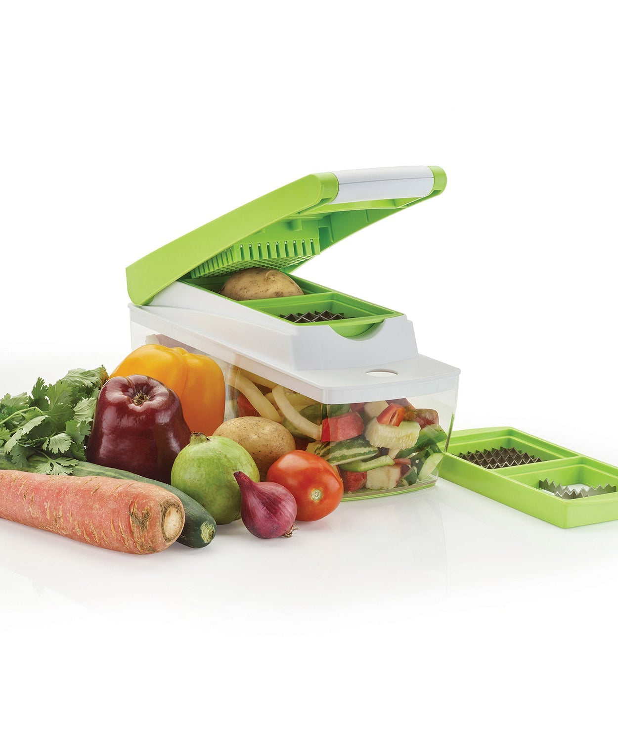 House of Sensation quick dicer, Snowpearl 14-in-1, shown from multiple angles.