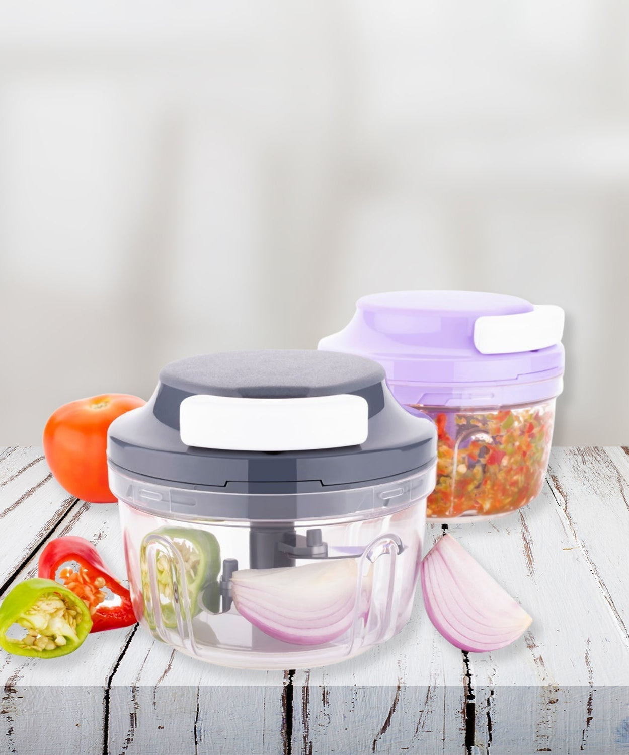 Easy-to-use chopper and slicer for various foods.