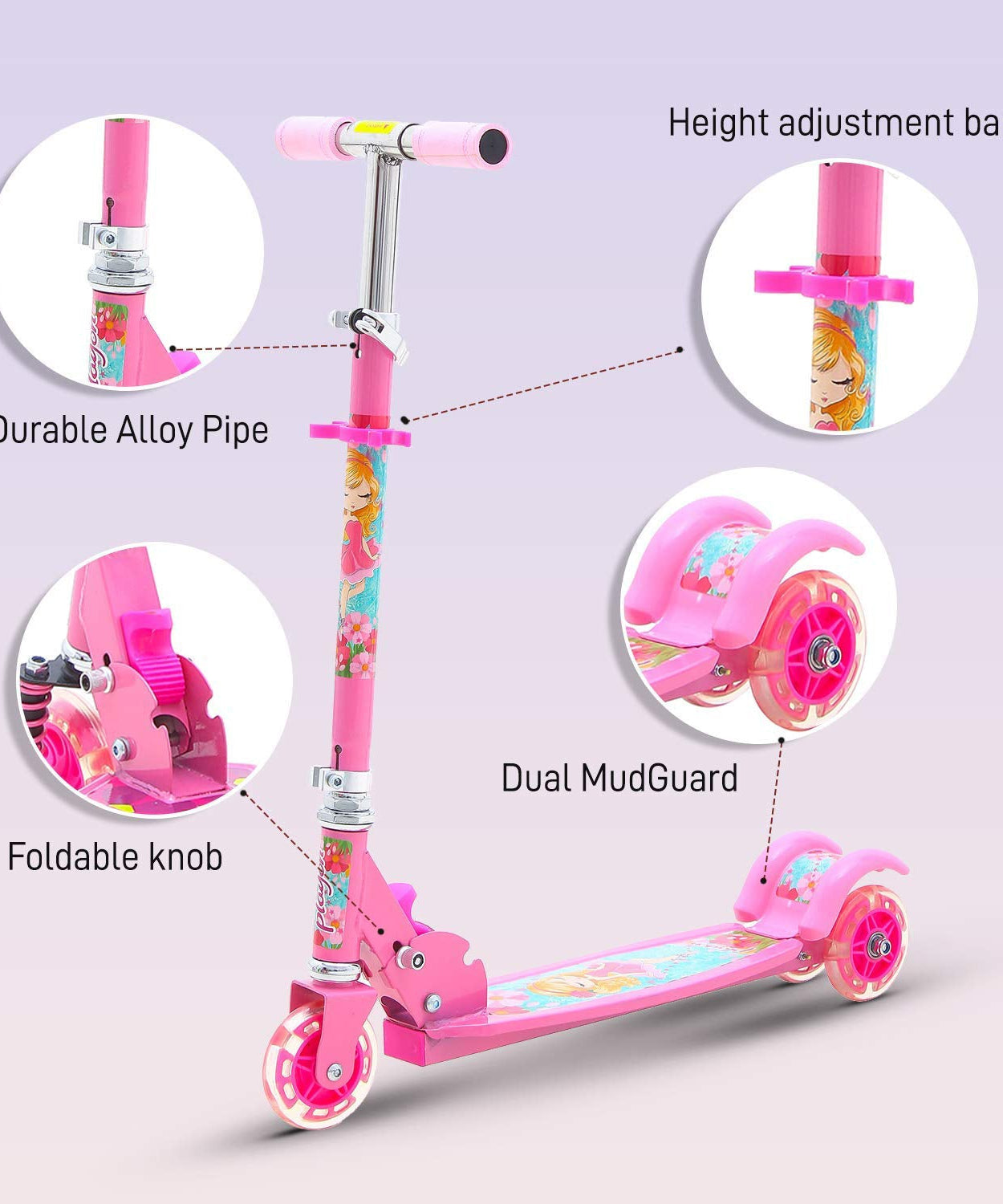 Kids scooter featuring a sturdy frame and fun colors