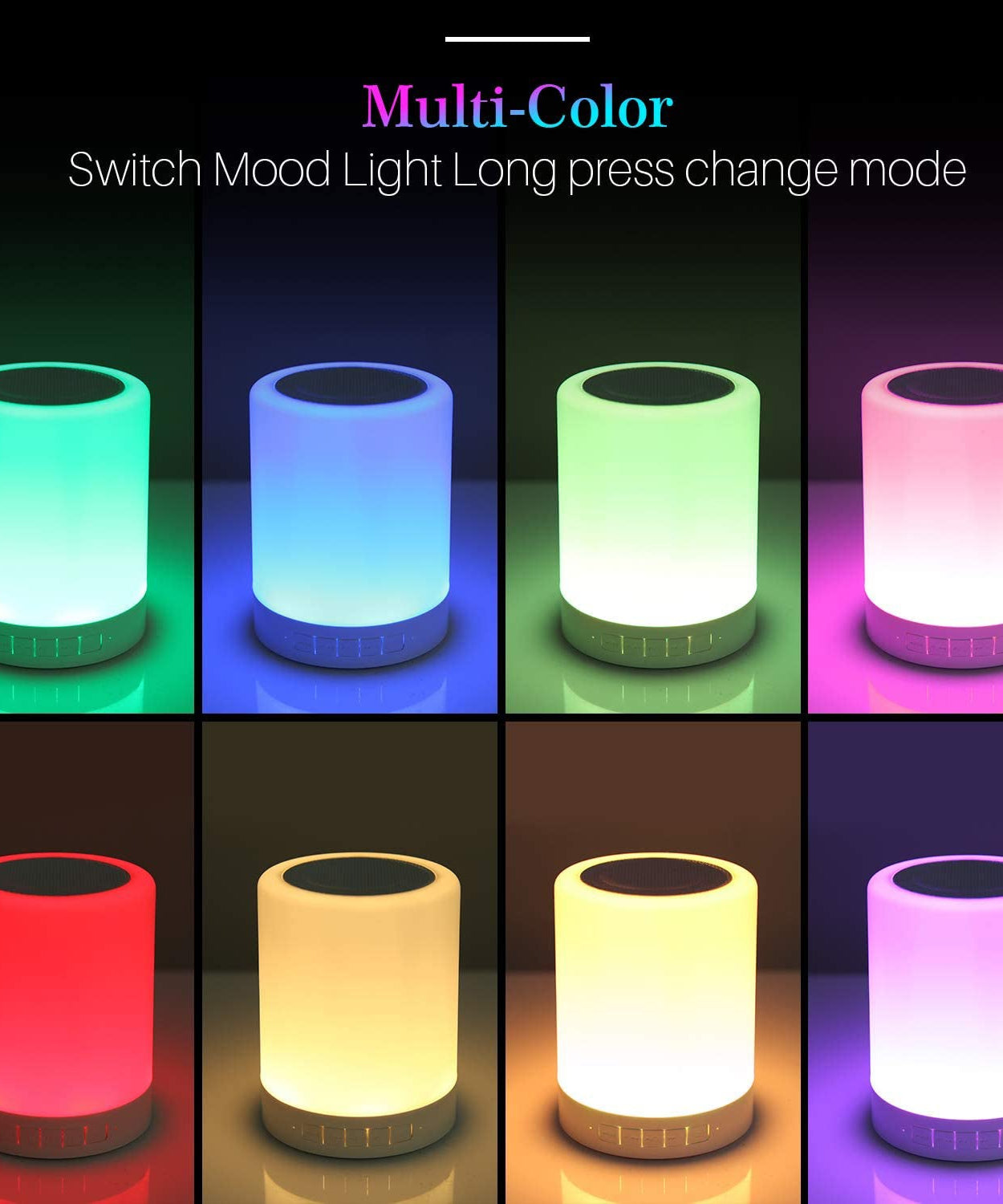 Bluetooth speaker with LED light and touch-sensitive operation