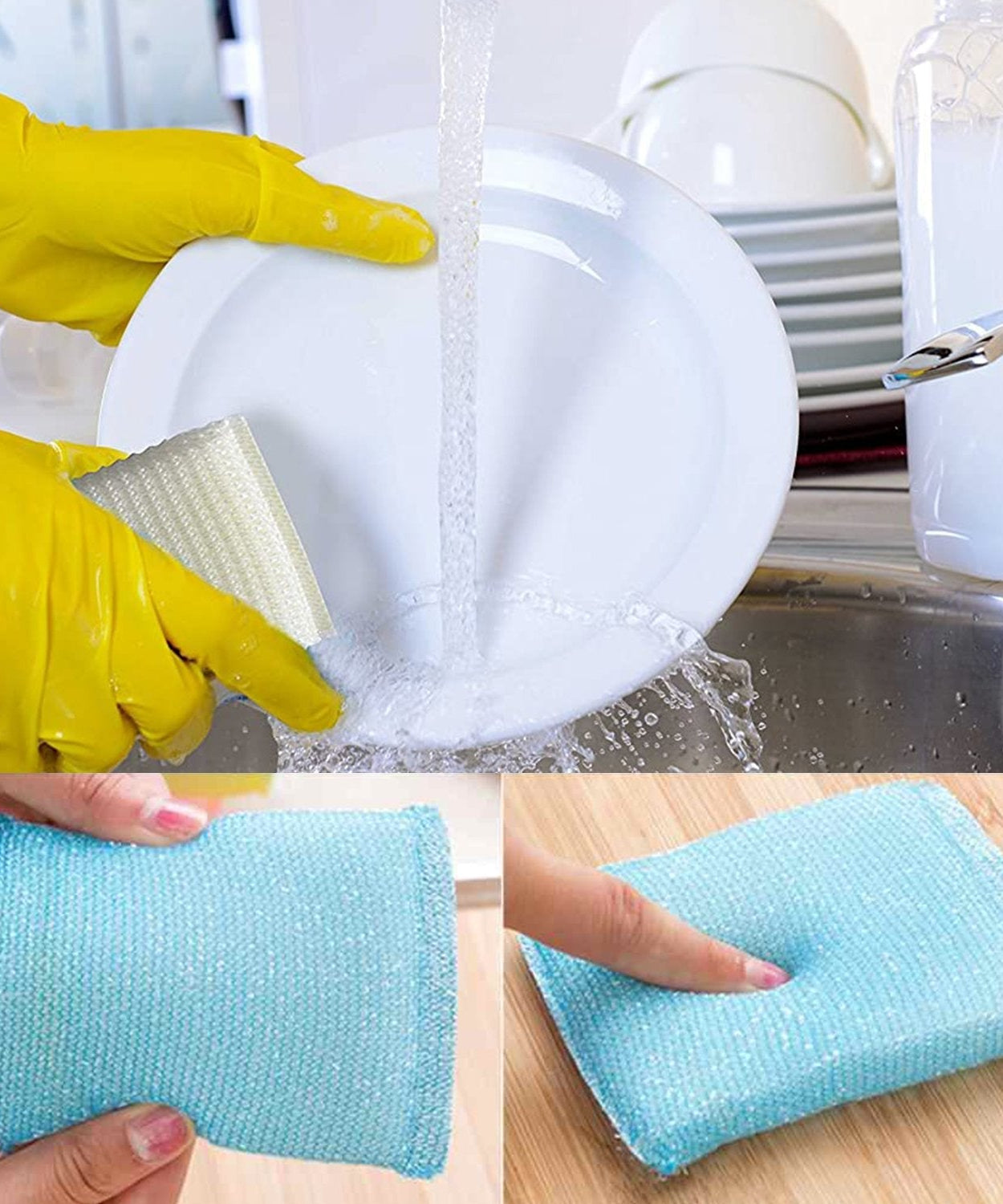 Scratch-resistant scrubber pads, 12-pack, designed for safe kitchen cleaning.