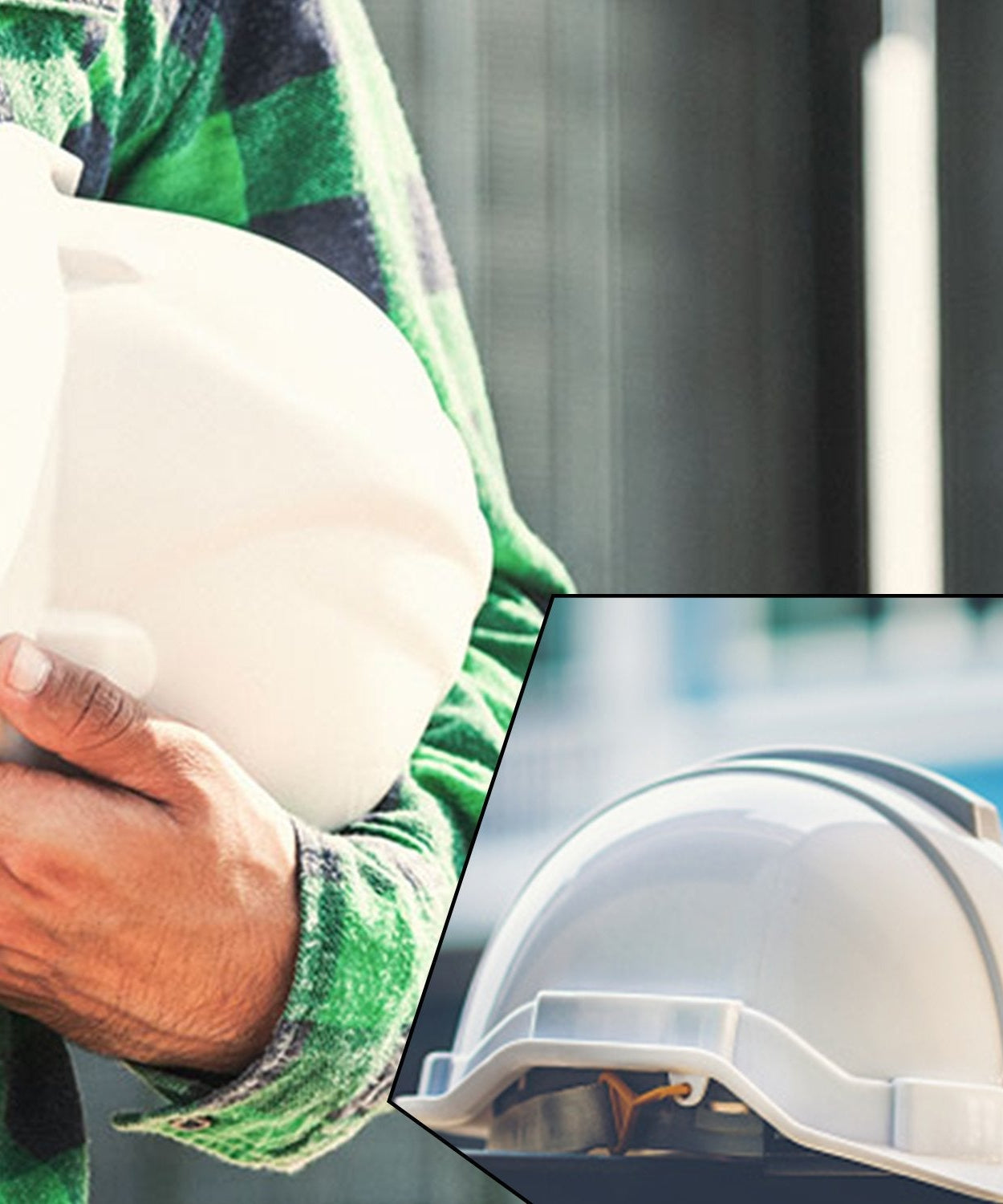 Top-down view of the construction helmet, illustrating its design and protective features