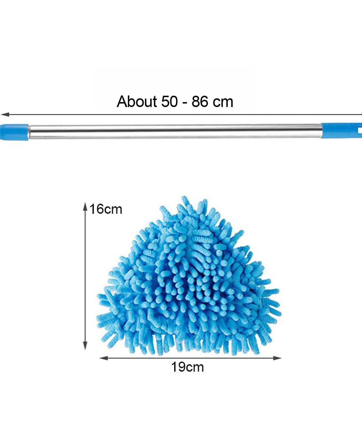 Adjustable triangle mop showing its durable stainless steel construction.