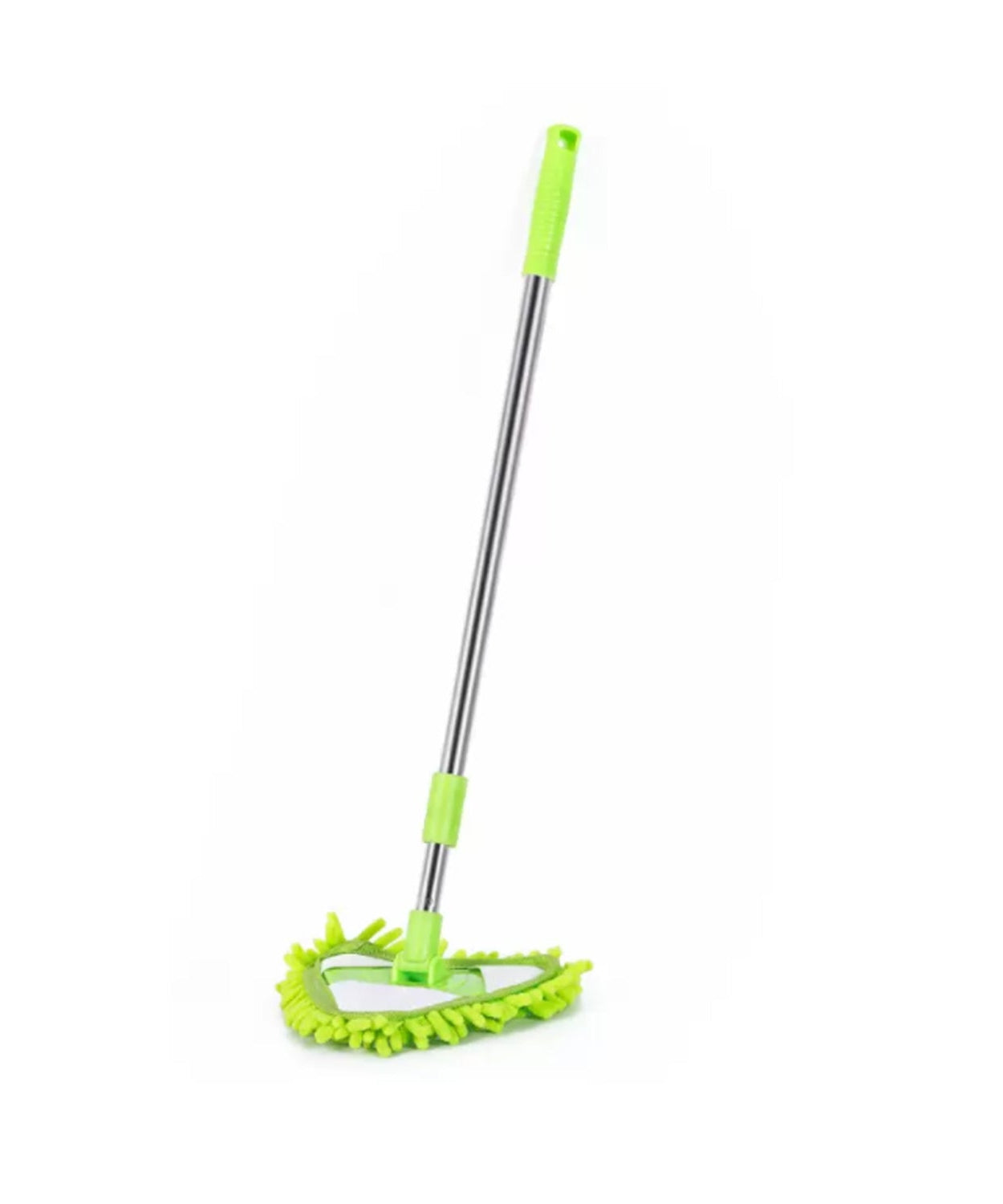Stainless steel triangle mop with adjustable handle for easy cleaning of hard-to-reach areas.