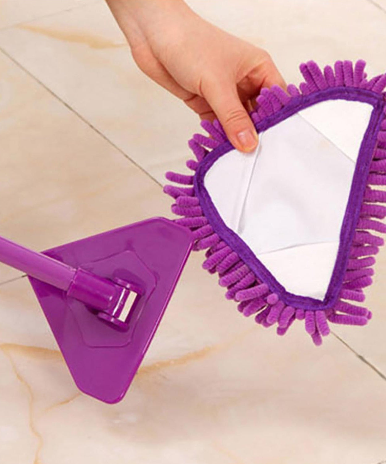 Stainless steel mop designed for easy cleaning of dusty and wet floor surfaces.