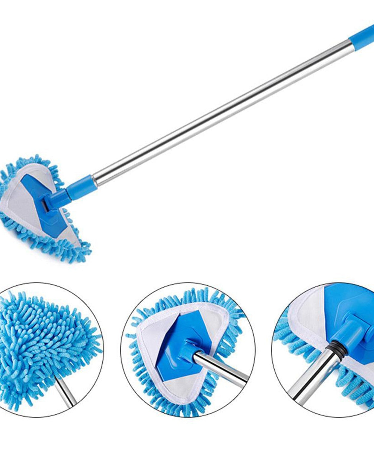 Durable stainless steel triangle mop for versatile floor cleaning applications.