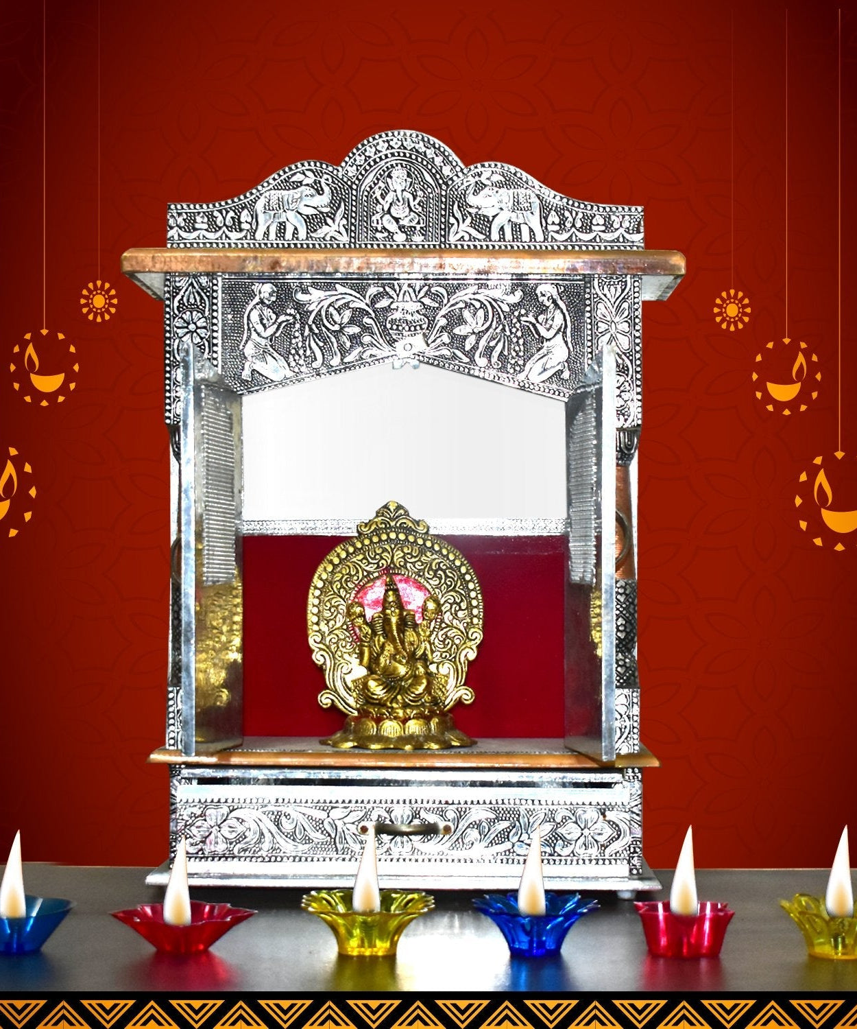 Diwali diya cups in multicolor plastic, various shapes, 12 pcs set