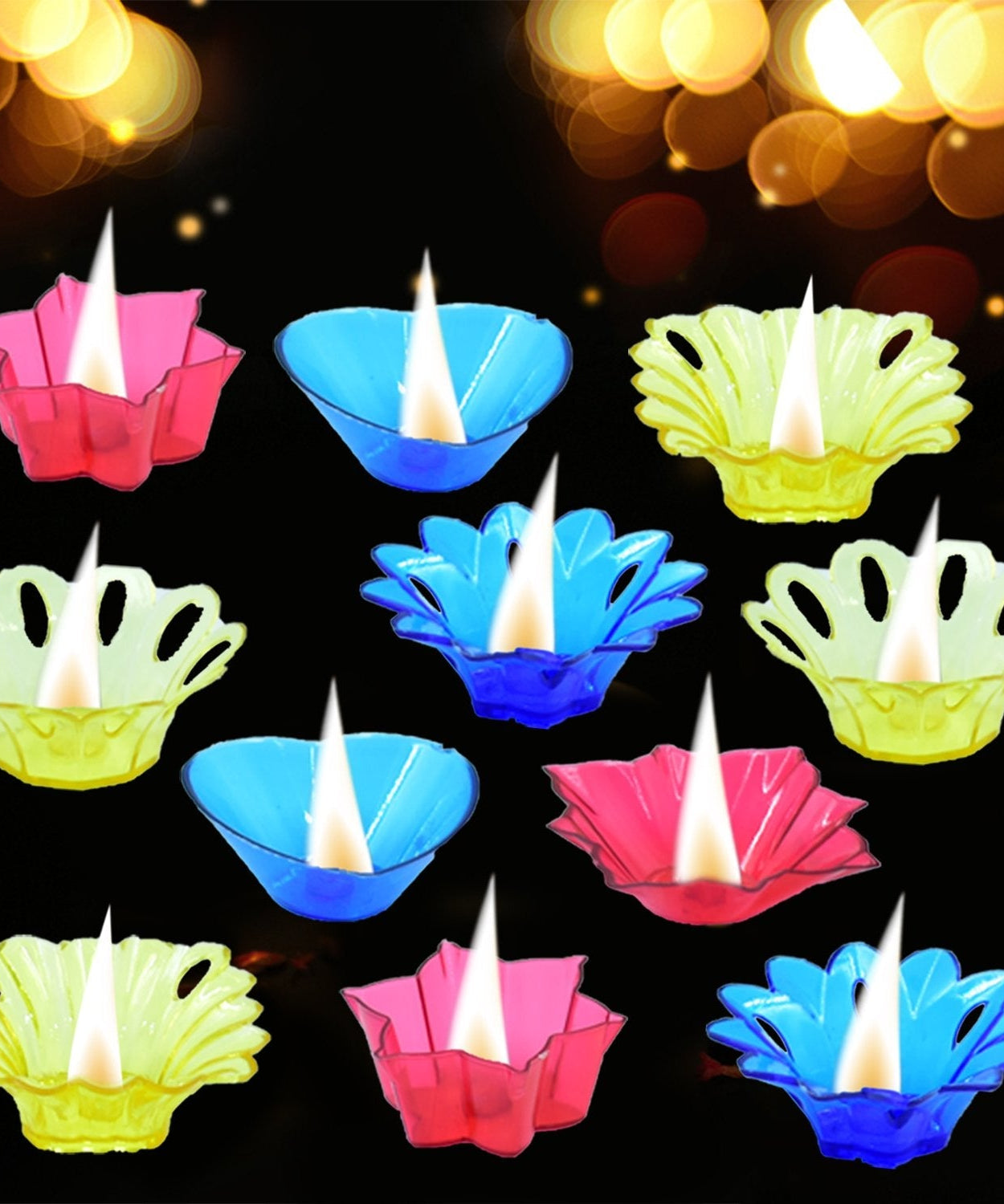 Set of multicolor plastic diya cups for Diwali decoration
