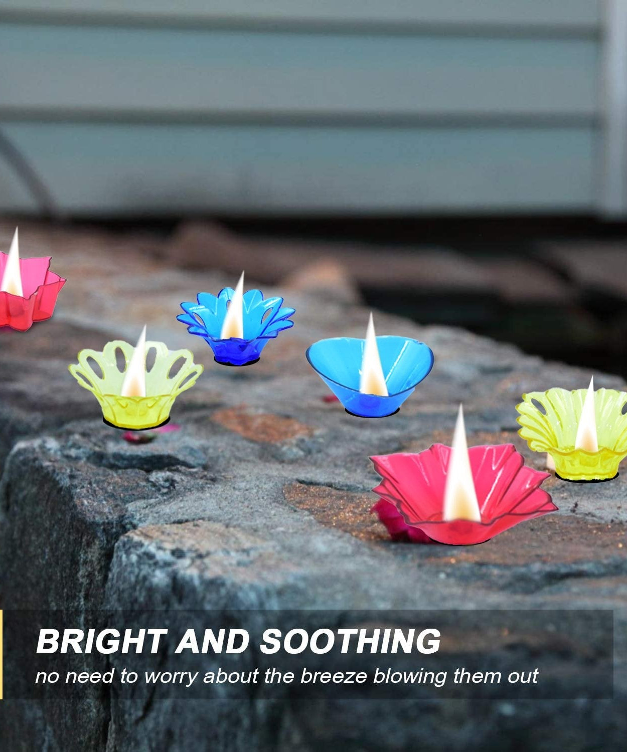Plastic diya cups with multi-shape designs for Diwali, multicolor