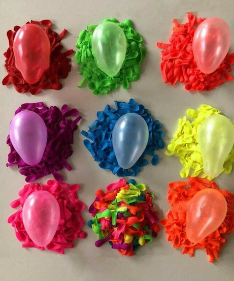 Detailed view of non-toxic water balloons in various colors