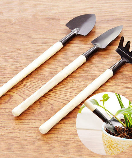 Set of 3 kid's garden tools including trowel, shovel, rake