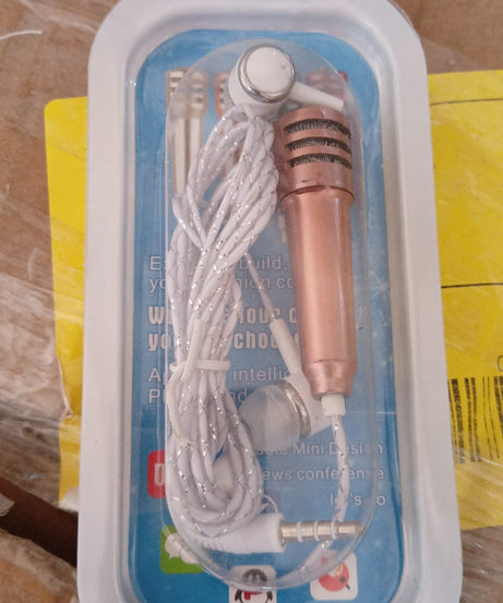 Mini Microphone Mic with Earphone for Voice Recording, Mike Mic Microphone with Handsfree for Mobile Computer, Headphone Handfree Earphone Usb Microphone Vocal Gift Miniature Children (1 Pc)